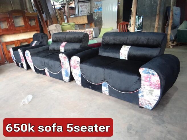 Black 5 seater sofa set