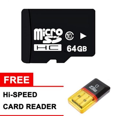 Micro SD Memory Card 64GB FREE Hi-Speed Card Reader – Black