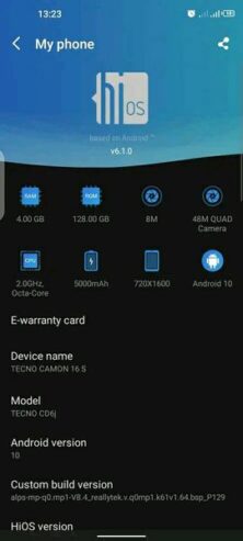 Tecno camon 16s 260k