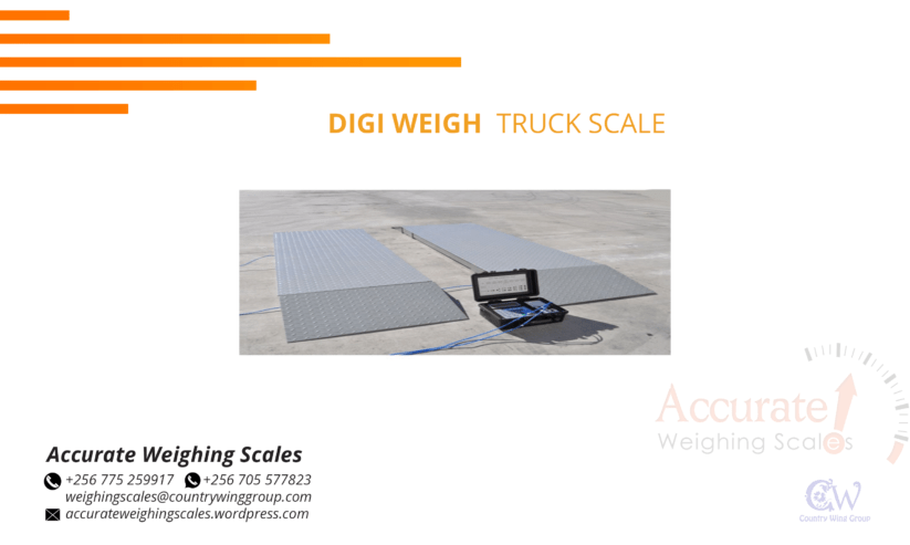 Accurate trucks scales with a metal ramp for warehouse