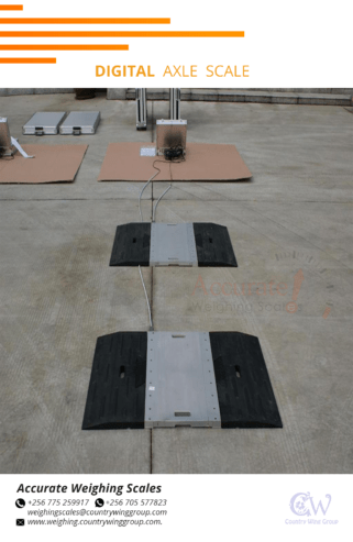 60 tons Axle trucks scales with a metal ramp for warehouse