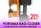 Portable two thread chain stitch bag closing machine