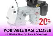 Portable two thread chain stitch bag closing machine