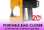 Portable two thread chain stitch bag closing machine