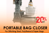 Portable two thread chain stitch bag closing machine