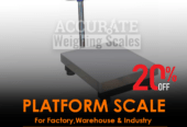 Flat topped platform weighing scales of different capacity a