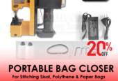 Portable two thread stitch sewing bag closing machine