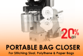 Portable two thread stitch sewing bag closing machine