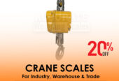 Crane weighing scales with durable one-hour batteries