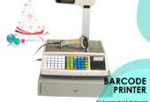 Table top barcode scale with a raised indicator display