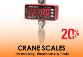 Crane weighing scales with durable one-hour batteries