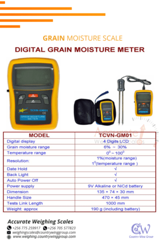 Digital grain moisture meter with external power supply